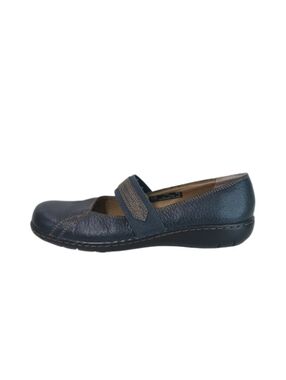 Clarks Mary Janes Women's 7.5 Blue Pebbled Leather Slip-on Casual Lounge Shoes